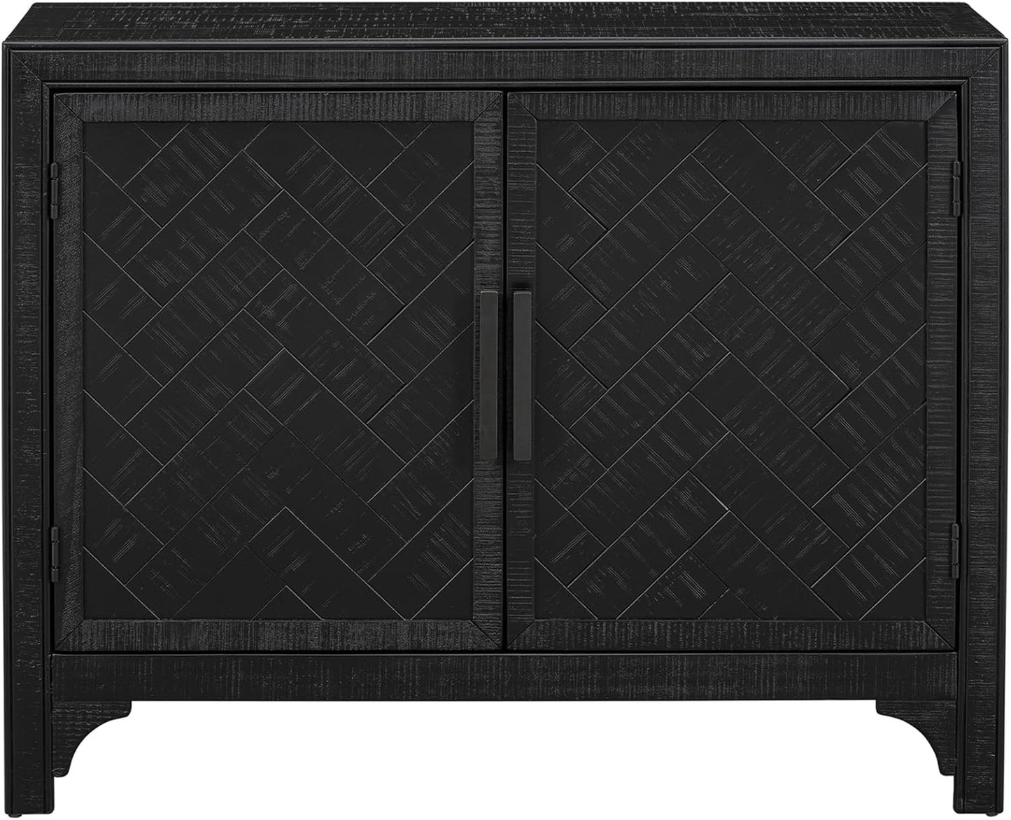 HMFULE 40" Sideboard Cabinet 2-Doors Solid Wood, Retro Buffet Cabinet with Storage Adjustable Shelf, Console Table Accent for Hallway, Living Room, Dining Room, Kitchen, Entry Way (Black)