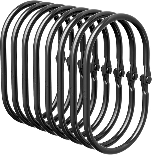 Shower Curtain Rings, Bathway Shower Curtain Hooks, Black Shower Curtain Hooks Rings Rust Proof, Anti-Drop Smooth Shower Rings for Curtain, 12 Pcs Metal Shower Hooks for Shower Curtain Rod