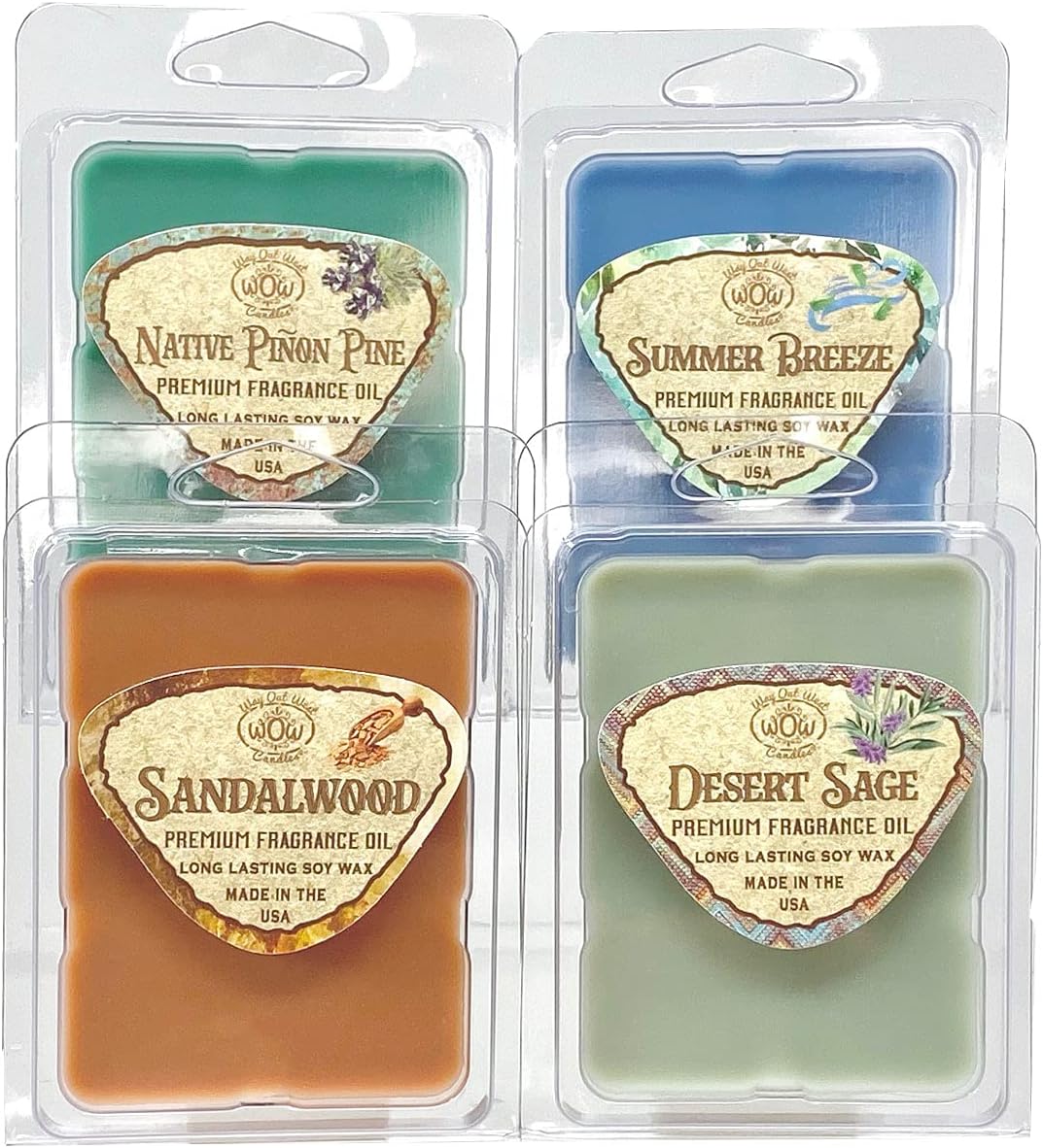 Wax Melts-Scented Wax Melts for Wax Warmers - Highly Fragrant Air Freshener - Nature Variety Pack 4 Pack Assorted Set of 6 Melt Cubes - Made in USA by Way Out West Candles