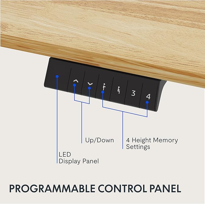 FLEXISPOT EN1 One-Piece Solid Wooden Standing Desk 55 x 24 Inches Height Adjustable Electric Sit Stand Home Office Desks (White Frame + Rubber Wood Top, 2 Packages)