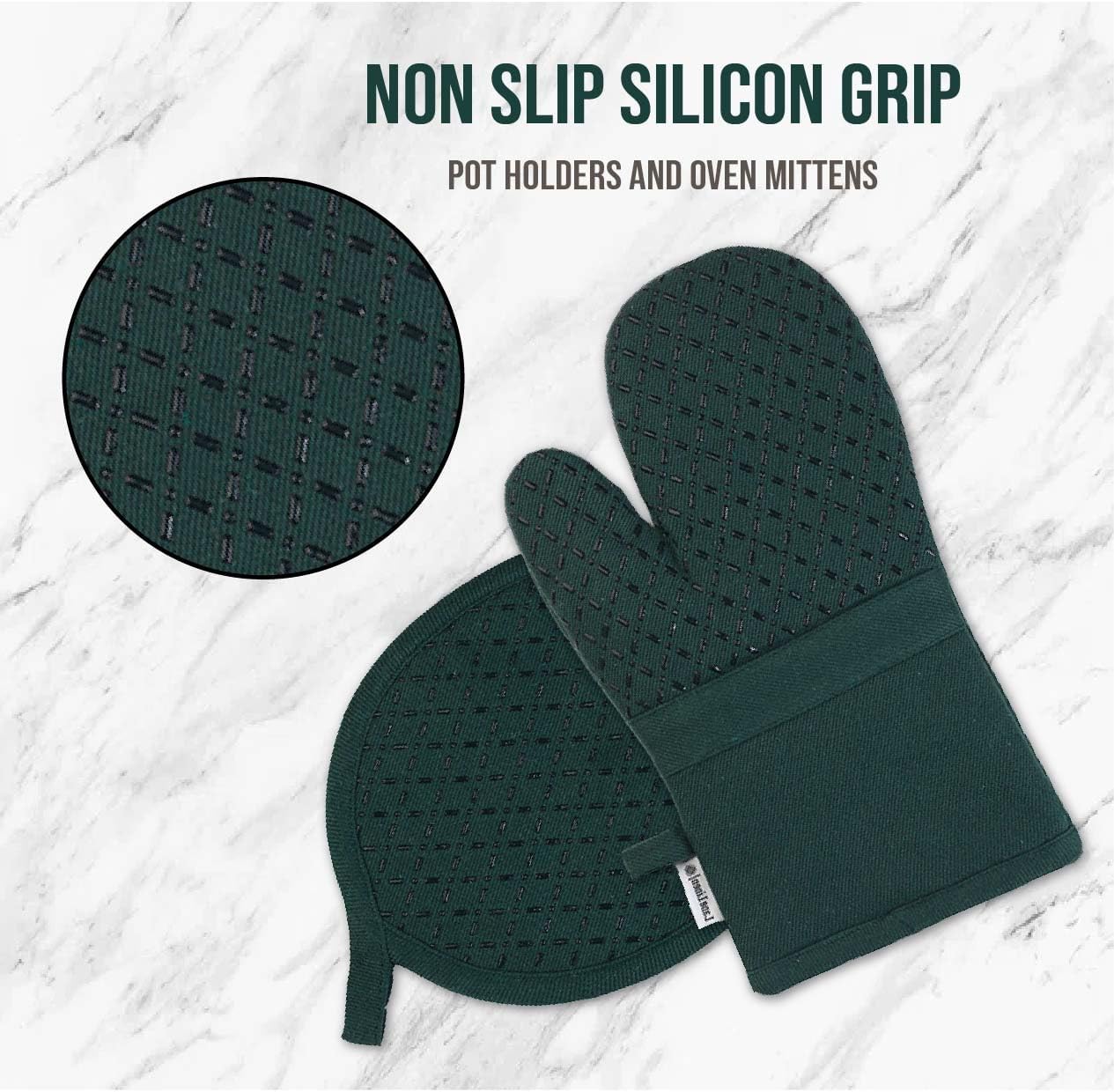 LANE LINEN Dish Towels and Dishcloths Sets - 16 Pc Kitchen Mitts and Pot Holders, 100% Cotton Kitchen Dish Rags for Washing Dishes - Green