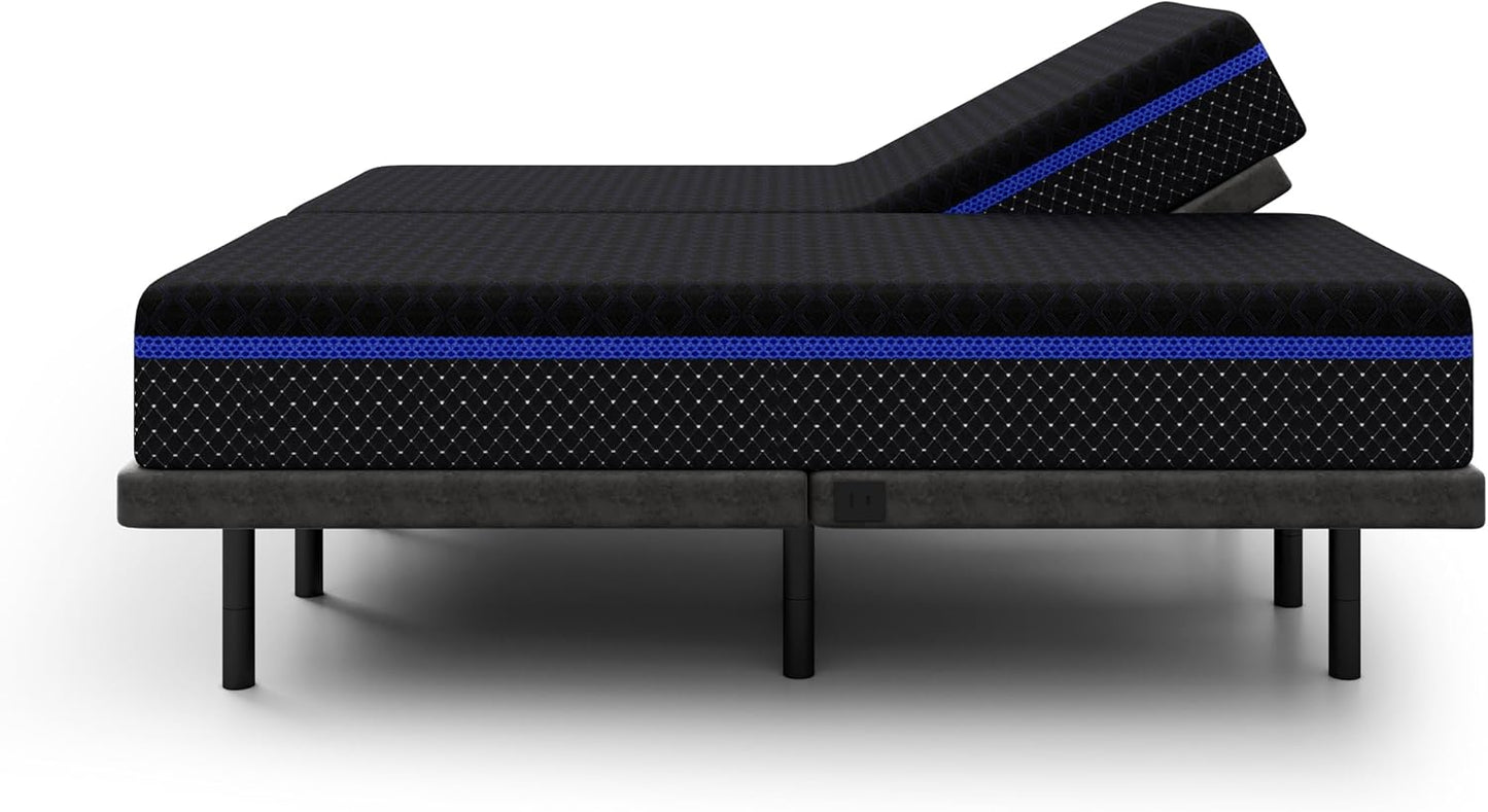 iDealBed S4 Nebula Luxury Hybrid Mattress + 5i Custom Adjustable Bed Sleep System, Comfort, Cooling & Support, Advanced Silent Operation, Wallhugger (Nebula Medium Soft, Split Queen)