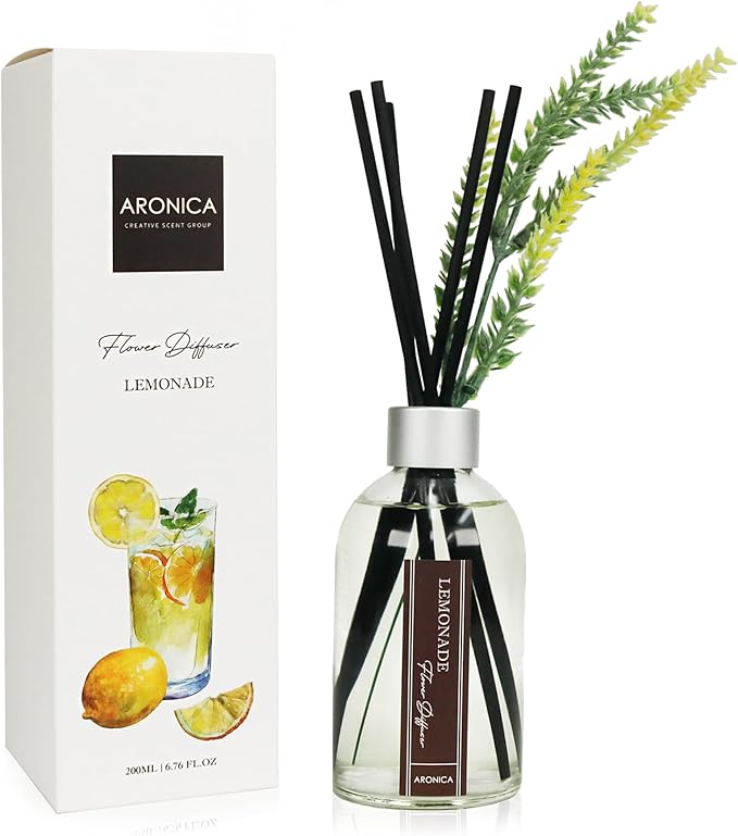 Aronica Lemon Scented Air Freshener, Reed Diffuser Scent for Apartment, Lemon Infussd Room Freshener, Citrus House Scent, New Apartment Essentials, House Warming Gifts New Home
