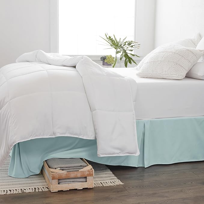 Linen Market Bed Skirt - Ultra Soft Microfiber - Easy Fit with 14 Inch Tailored Drop - Hotel Quality, Shrinkage & Fade Resistant - Bed Cover - Twin Bed Skirts - Bedroom Décor - (Twin, Aqua)