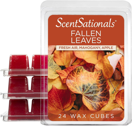 Scentsationals Fall Wax Melts, Wax Cubes Strong Scent - Fallen Leaves - Long Lasting Scented Melts for Warmer, 10oz (24-Cubes)