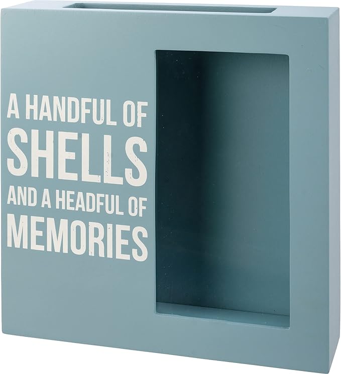 Primitives by Kathy Seashell Holder - Coastal Decor, Glass Display, Treasure Chest, Room and Bedroom Decor