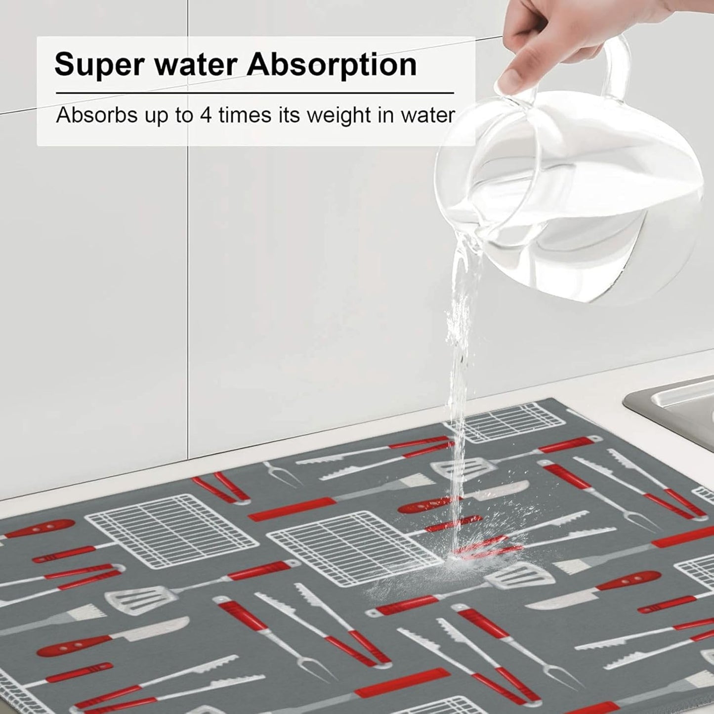 Barbecue Tools Dish Drying Mat 18x24 For Kitchen Counter Absorbent Microfiber Dishes Pad Dish Drainer Rack Mats Fast Dry Kitchen Accessories