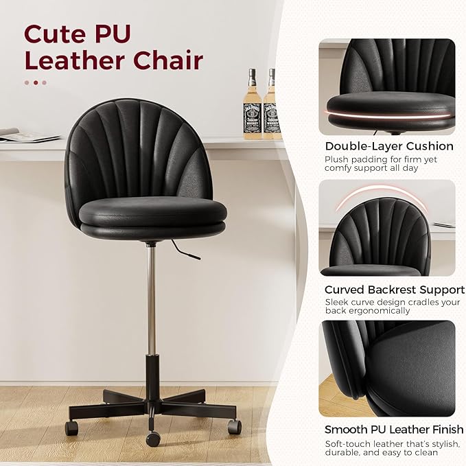 GTRACING Small Ergonomic Tall Office Chair, Computer Desk Chair with Wheels Versatile Height Use: Office to Bar Stools (or Standing Desk), Vanity Chair with Back PU Leather Shell Design for Gift