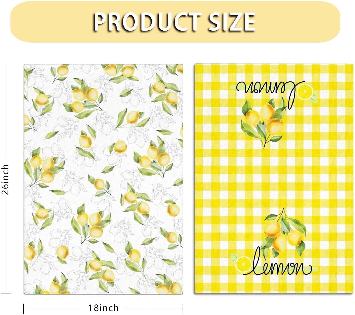 Summer Kitchen Towels Lemon Kitchen Towels Lemon Kitchen Decor Kitchen Hand Towels Decorative, 18×26 Inch
