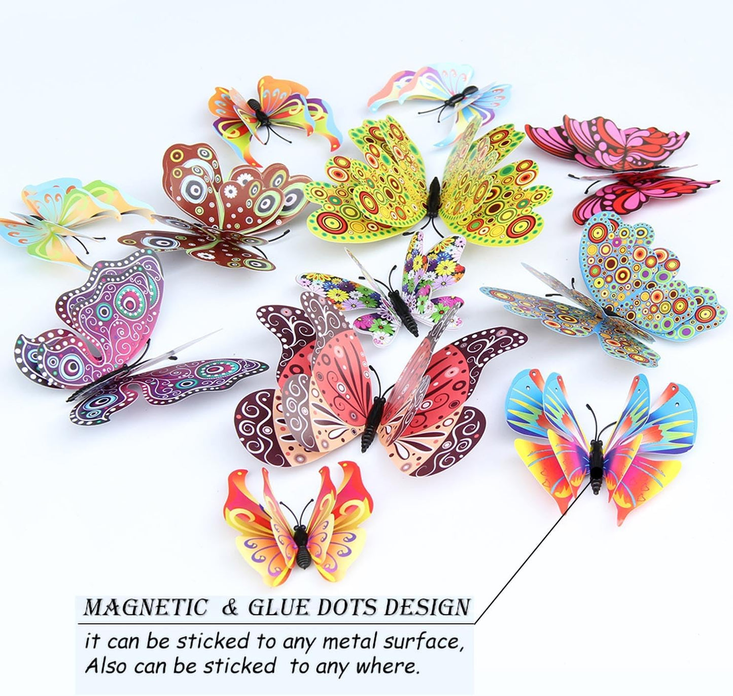 Butterfly Wall Decor 24/48 PCS, 3D Butterflies Stickers for Party Decorations with Magnets (Circl, 48)