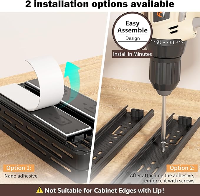 Pull Out Spice Rack Organizer for Cabinet, 2 Pack Widen Slide Out Spice Racks Organizer, Spice Cabinet Organizers, Cabinet Size Need:12'' Highx11'' Deepx6.75'' Wide,Hold 15 Spice Jar Each Tier-2Tier