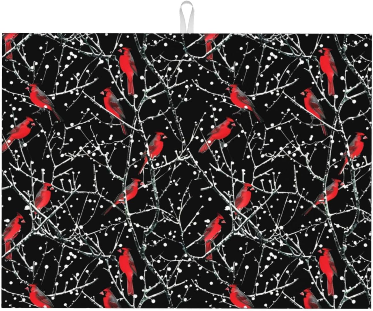 Red Bird Winter Red Cardinals Dish Drying Mat 18x24 For Kitchen Counter Absorbent Microfiber Dishes Pad Dish Drainer Rack Mats Fast Dry Kitchen Accessories