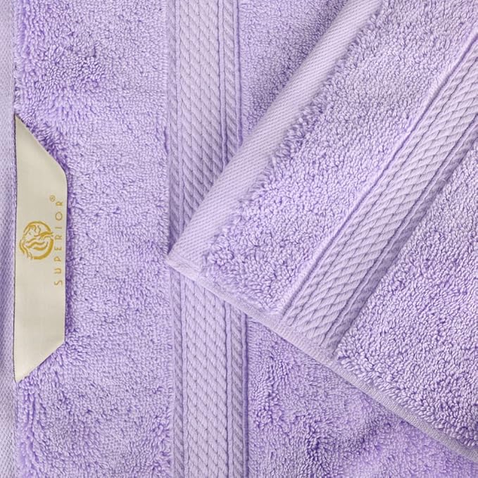 Superior Egyptian Cotton Pile Face Towel/Washcloth Set of 6, Ultra Soft Luxury Towels, Thick Plush Essentials, Absorbent Heavyweight, Guest Bath, Hotel, Spa, Home Bathroom, Shower Basics, Purple