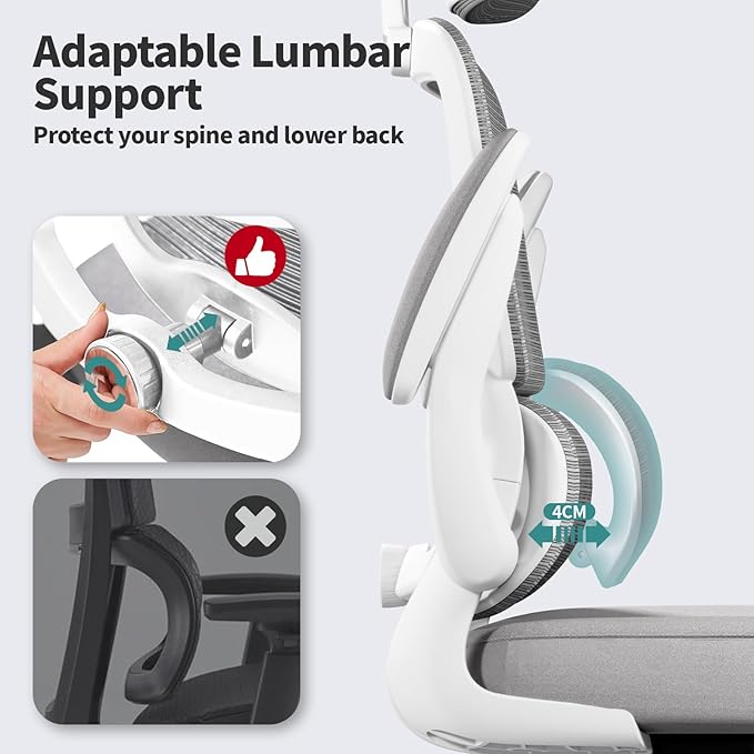 Office Chair Ergonomic Desk Chair, 330 LBS Home Mesh Office Desk Chairs with Wheels, Comfortable Gaming Chair, High Back Office Chair for Long Hours, Office Chair for Study and Work (Grey)