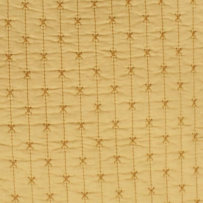 Levtex Home Cross Stitch Reversible Twin XL/Twin Quilt Set (68x86in) with 1 Pillow Sham (26x20in) - Stitch Texture - Ochre - 100% Cotton Twin Size Quilt Bedding Set - Lightweight, Soft, Pre-Washed