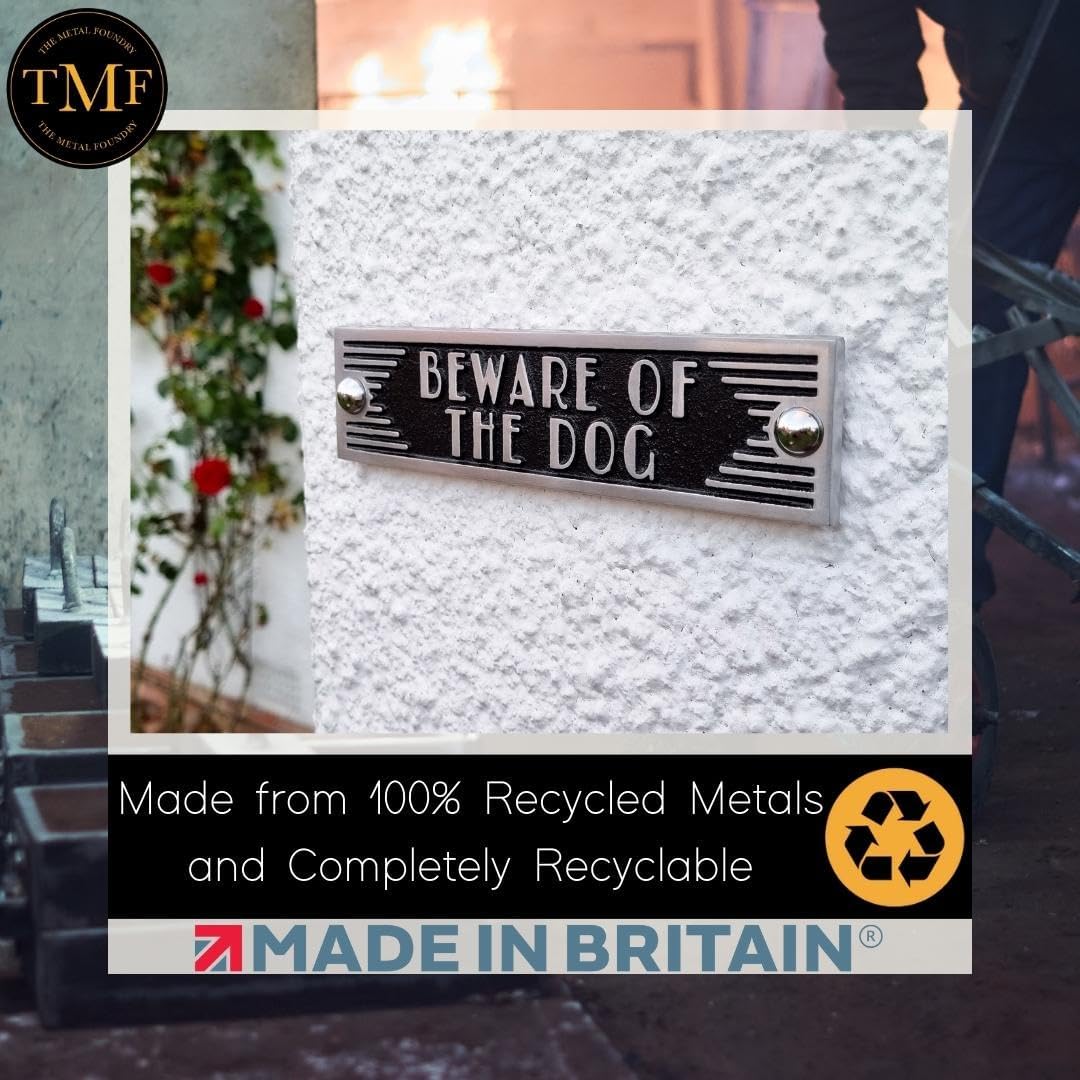 The Metal Foundry Beware Of The Dog Metal Door Sign. Art Deco Style Home Décor Accessories Door Or Wall Aluminium Plaque. Handmade In England.