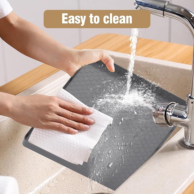 Water Cooler Mat - (22" x 19") Non-Slip Water Cooler Dispenser Mat with Raised Edges for Floor Protection, Under Water Cooler Dispenser Mat, Great for Bedrooms,Kitchens, Offices, Bars (Gray)