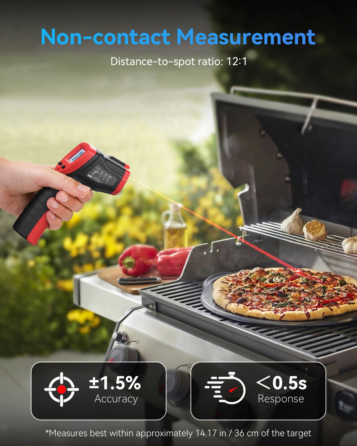 Wintact Infrared Thermometer Temperature Gun -58℉ to 1094℉, Digital IR Heat Surface Temp Gun, Non-Contact Laser Thermal Gun for Cooking Food, BBQ, Pizza Oven, Grill, Griddle Accessories