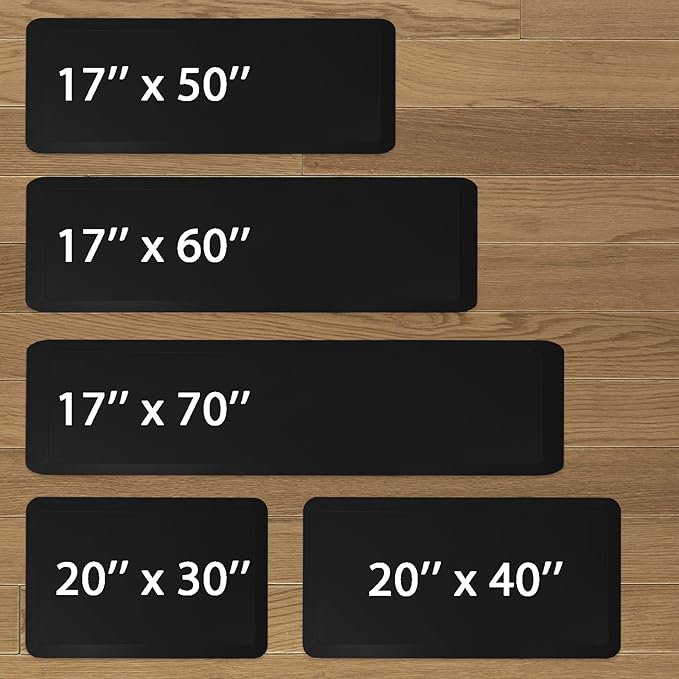 1" Extra Thick Anti Fatigue Floor Mat 60" L x 17" W,Kitchen Mat, Standing Desk Mat,140D Advanced PU Foam Ergonomic Comfort at Home, Office, Garage, Sink (Chocolate)