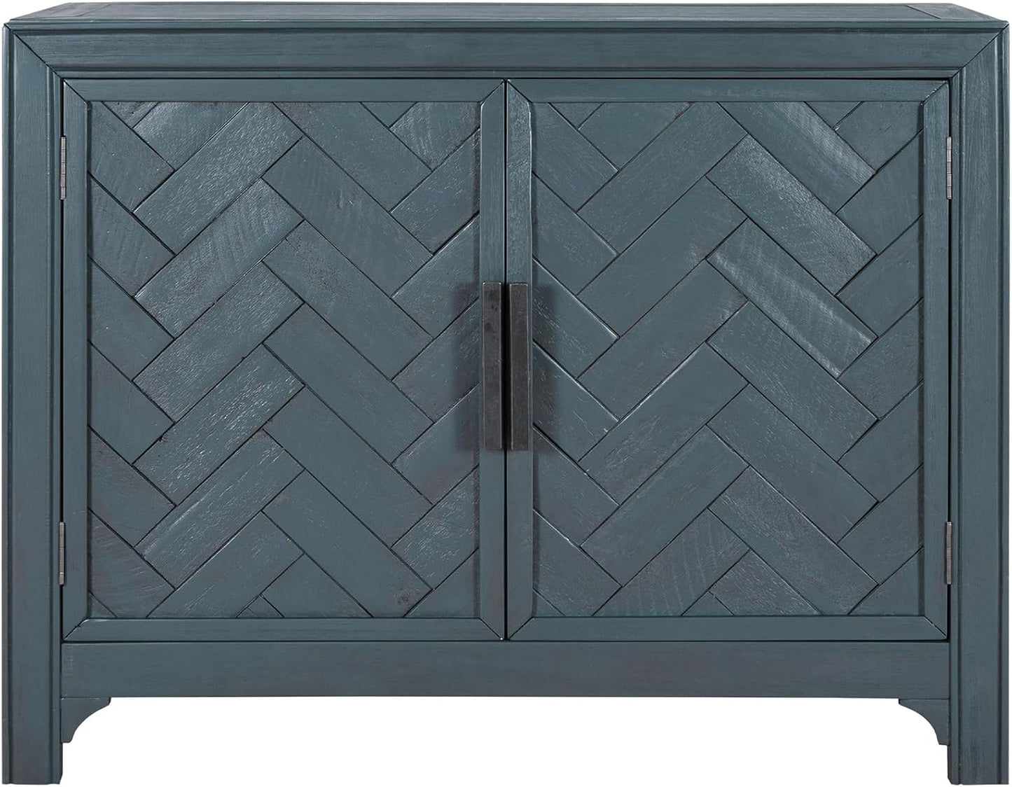 HMFULE 40" Sideboard Cabinet 2-Doors Solid Wood, Retro Buffet Cabinet with Storage Adjustable Shelf, Console Table Accent for Hallway, Living Room, Dining Room, Kitchen, Entry Way (Antique Blue)