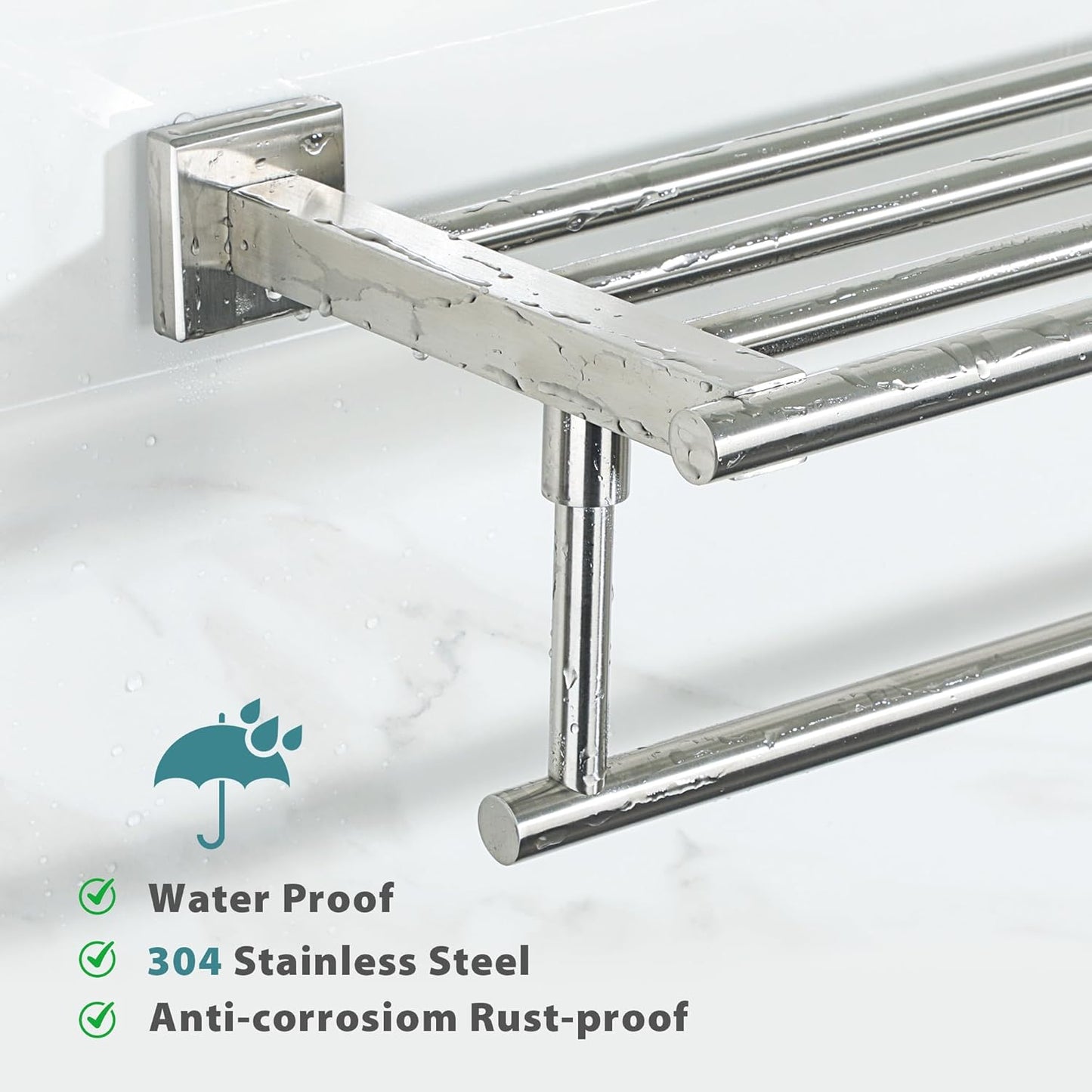 Alise 16 Inch Towel Racks for Bathroom, Towel Rack Wall Mounted with Tower Bars, SUS 304 Stainless Steel Bathroom Shelf, Heavy Duty Hand Towel Holder (Brushed Nickel)