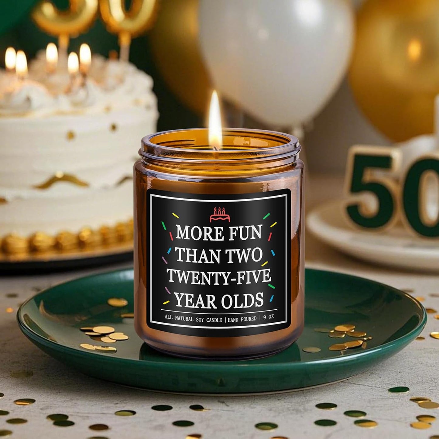Homsolver 50th Birthday Gifts for Him Her, 9OZ Lavender Scent 1975 50th Birthday Candles for Women Men, Mom, Dad, Friend, Happy Birthday Decorations Candle with More 50 Hours Burn Time, Handmade