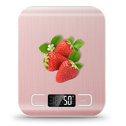 Food Scale, 11lb Kitchen Scale with 6 Units Tare Function & LCD Display, 0.05oz/1g Stainless Steel Digital Food Scale Grams and Ounces for Baking, Cooking, Dieting and Meal Prep (Pink)