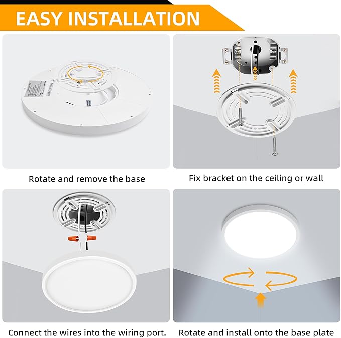 Hlite 4pack 9 Inch Flush Mount LED Ceiling Light Fixture,18W 1800LM Super Slim Light Fixtures Ceiling Mount 3000K/4000K/5000K 3CCT Selectable,Ceiling Light Fixtures for Kitchen,Bedroom (White)