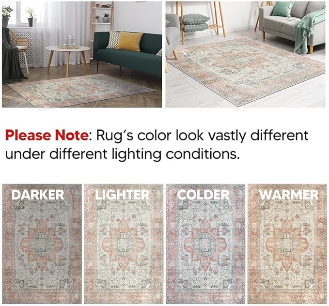 Keen Home Design 2x10 Rug - Machine Washable Runner Rug with Non-Slip Backing, Ideal for Hallway, Entryway, Kitchen, Laundry Room - Vintage, Easy Clean, Durable, Low Pile - (2'6" x 10')