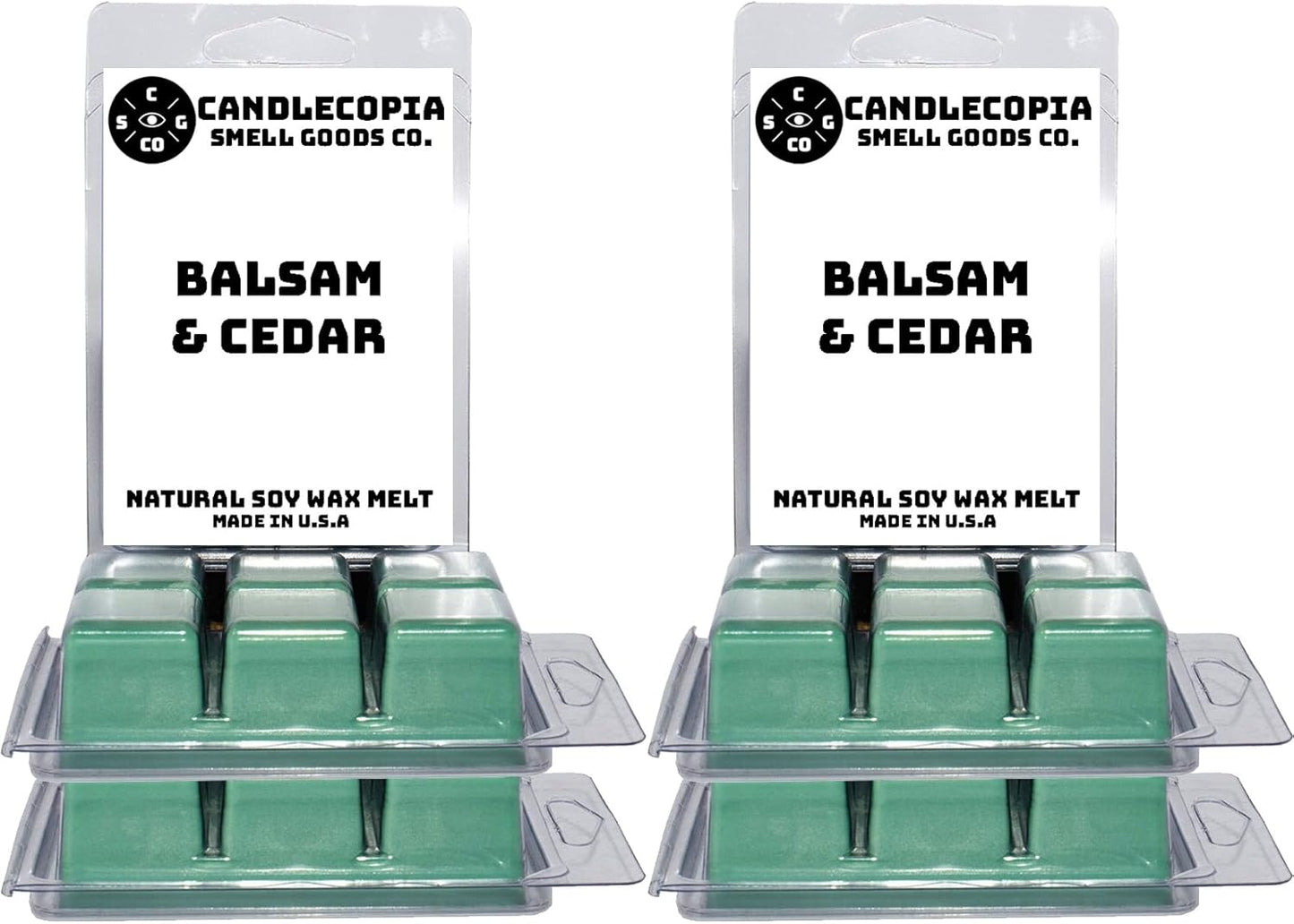 Balsam & Cedar Strongly Scented Hand Poured Vegan Wax Melts, 36 Scented Wax Cubes, 19.2 Ounces in 6 x 6-Packs