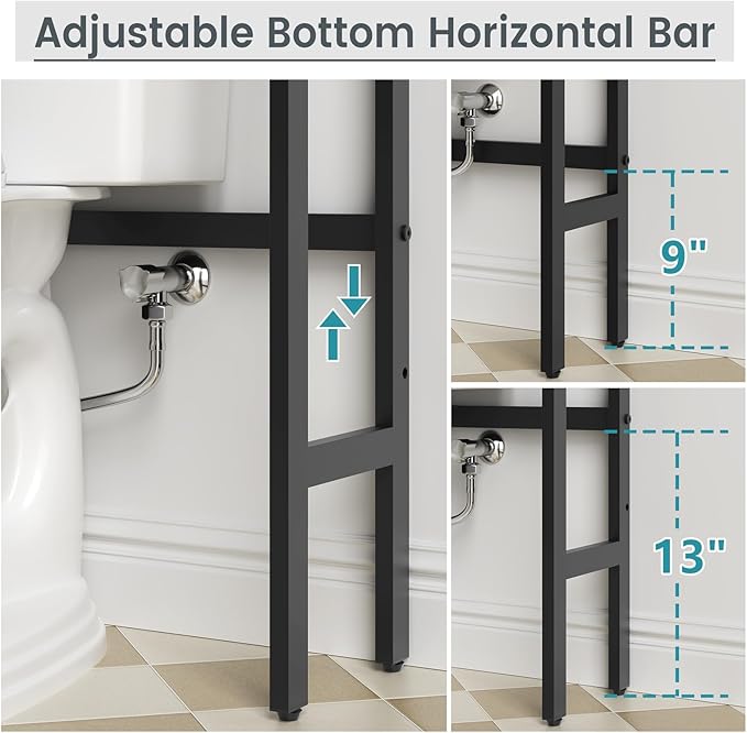 Over The Toilet Storage Cabinet, Above Toilet Bathroom Storage Cabinet with Double Doors and Soft Hinges Over Toilet Storage Shelf Over Toilet Bathroom Organizer (Cream White)