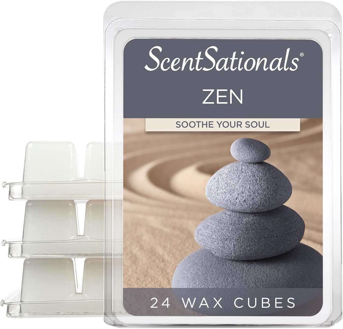 Scentsationals Wax Melts, Wax Cubes Strong Scent -Zen - Long Lasting Scented Melts for Warmer, 10oz (24-Cubes)