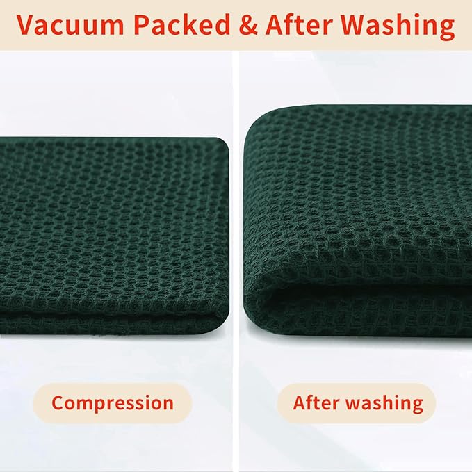 Homaxy 100% Cotton Waffle Weave Kitchen Dish Cloths, Ultra Soft Absorbent Quick Drying Dish Towels, 12 x 12 Inches, 8-Pack, Blackish Green