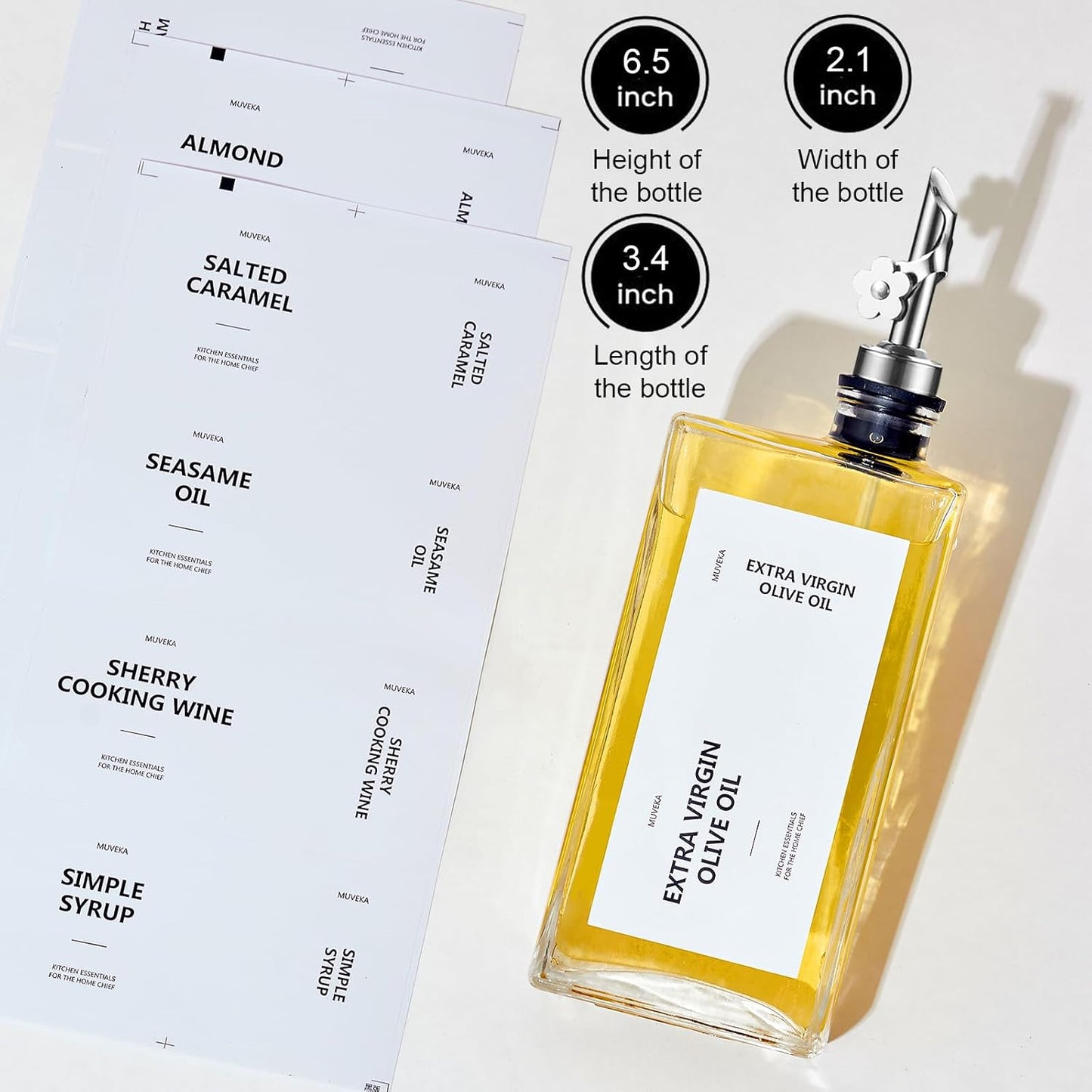 Olive Oil Dispenser Bottle for Kitchen, 16.9 oz/ 500 ml Vinegar Dispenser, Cooking Oil Dispenser Set, Glass Cruet with Pourer Spouts for Vinegar, Coffee Syrup Dispenser