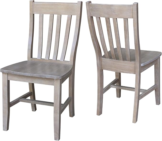 International Concepts Set of Two Cafe Dining Chairs, Washed Gray Taupe