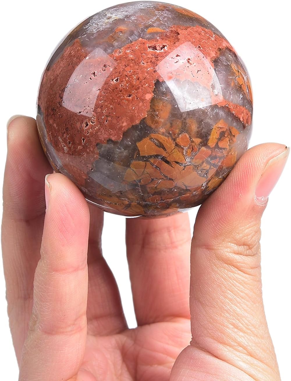 JIC Gem Yellow Agate Crystal Ball Sphere Yellow Healing Crystal Gemstone Ball with Display Stand Home Decor Meditation Grid Energy Balance (50-60mm)