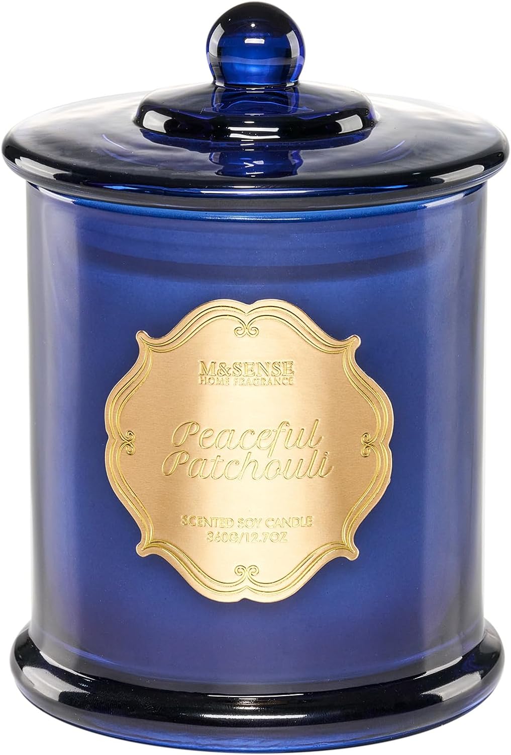 M&SENSE Patchouli Candles for Home Scented, Organic Soy Candles Non Toxic, Relaxing Aromatherapy Candles for Bathtub Spa Meditation, 2 Wick 12.7oz Large Candle 75 Hour Long Lasting,Father Gift