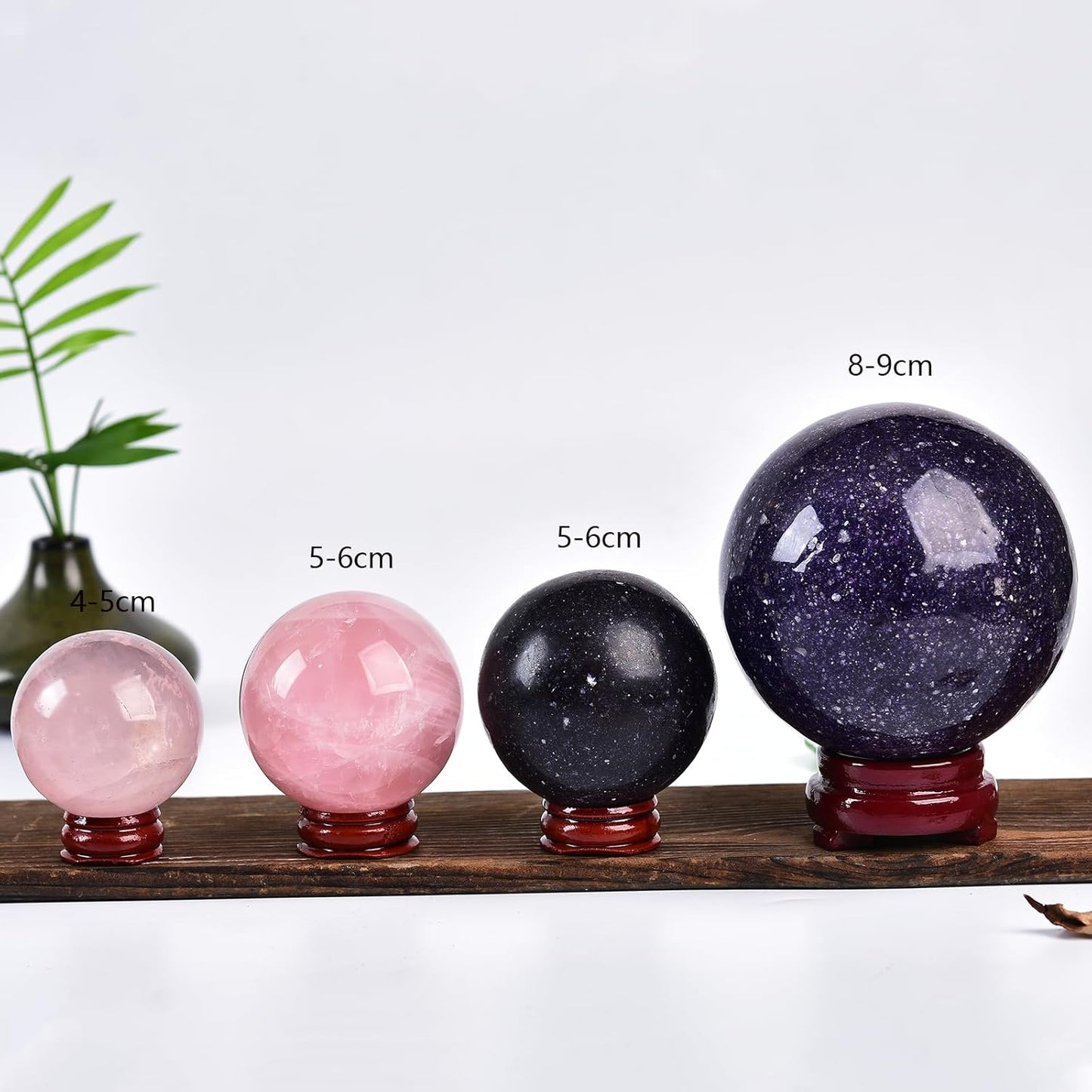 JIC Gem Natural Pink Rose Quartz Ball Sphere with Base,Class 1，4-5cm