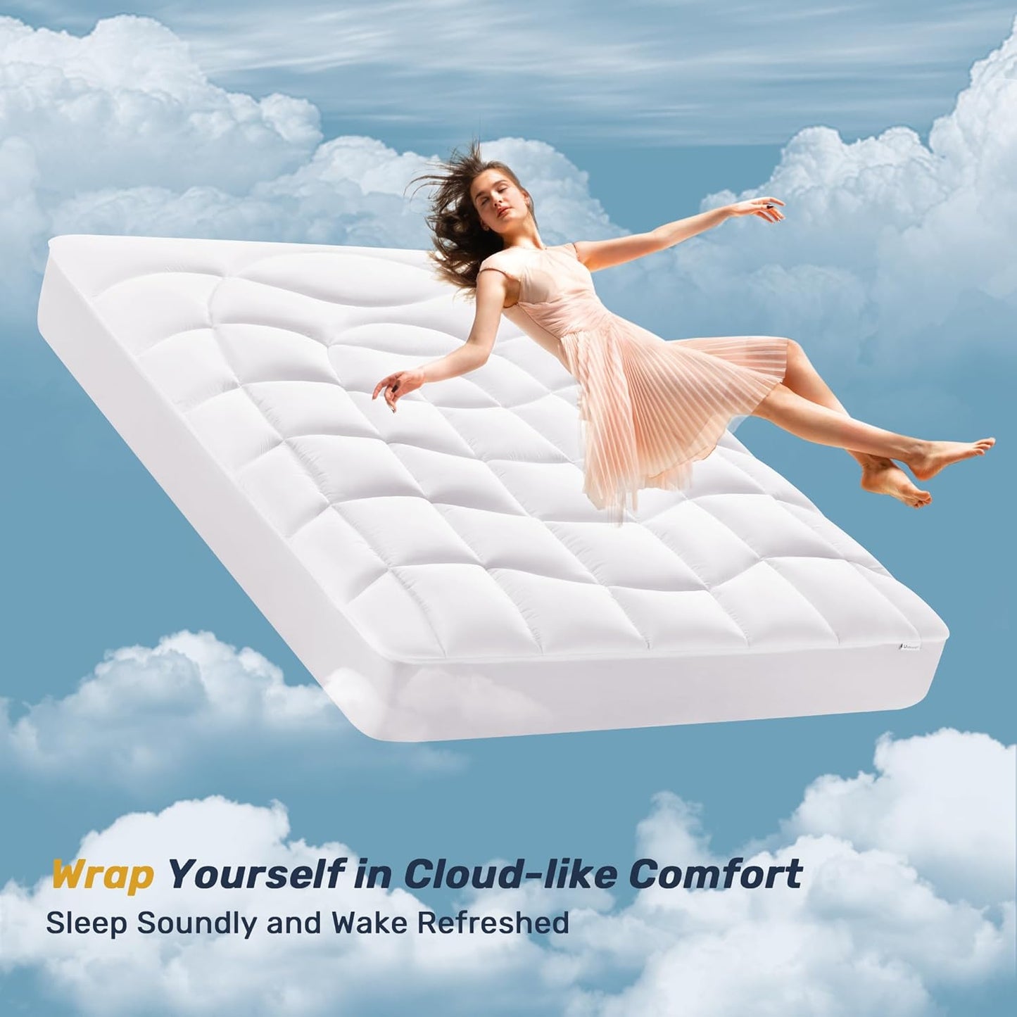 King Mattress Pad Waterproof - Ergonomic Quilted Fitted King Mattress Topper, 5-Layers Noiseless Washable Mattress Protector Cover with 8"-21" Deep Pocket (White, 76x80)