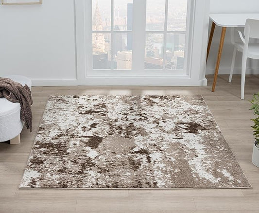 Keen Home Design Area Rugs - 8ft Round Non-Shedding, Abstract Rugs for Kitchen, Living Room, Bedroom, Dining Room, Entryway - Size: 7'10" Square, Multi