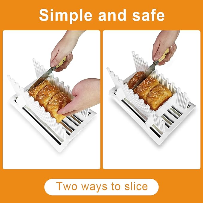 Jumeihui Bread Slicer For Homemade Bread,Bread Slicer Guide For Width Is Adjustable And Replaced,Bread Loaf Slicer With Crumb Tray,Suitability For Homemade Bread, Bagels, Cakes