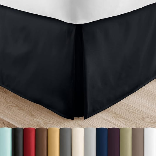 Linen Market Bed Skirt - Ultra Soft Microfiber - Easy Fit with 14 Inch Tailored Drop - Hotel Quality, Shrinkage & Fade Resistant - Bed Cover - Cal King Bed Skirt - Bedroom Décor - (Cal King, Black)