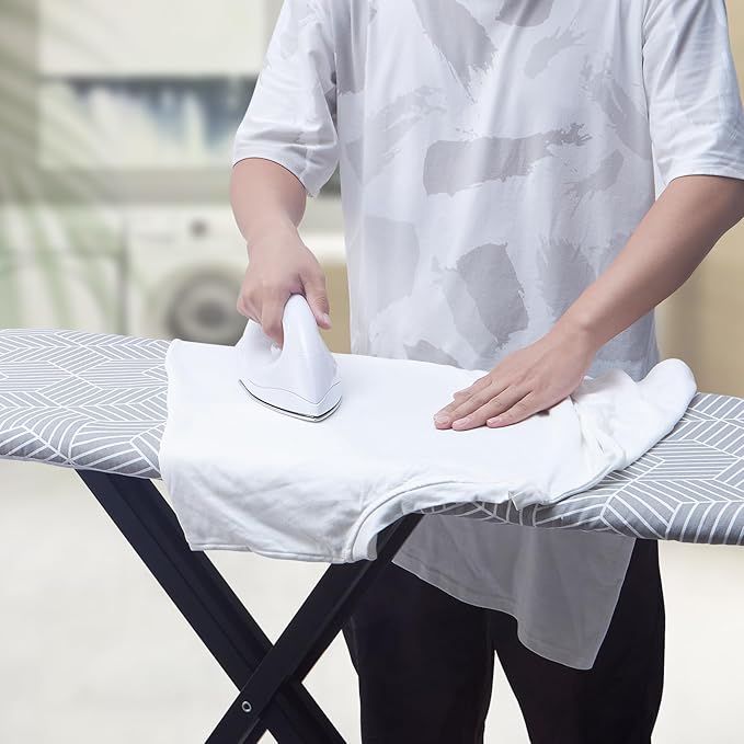 Ironing Board Cover with Padding 15 x 54 inch Standard Full Size, Heat Reflective with Hook and Loop Fasteners, Thick Padding with Elasticized Edges, 3 Layers Iron Board Cover (Gray Cube)