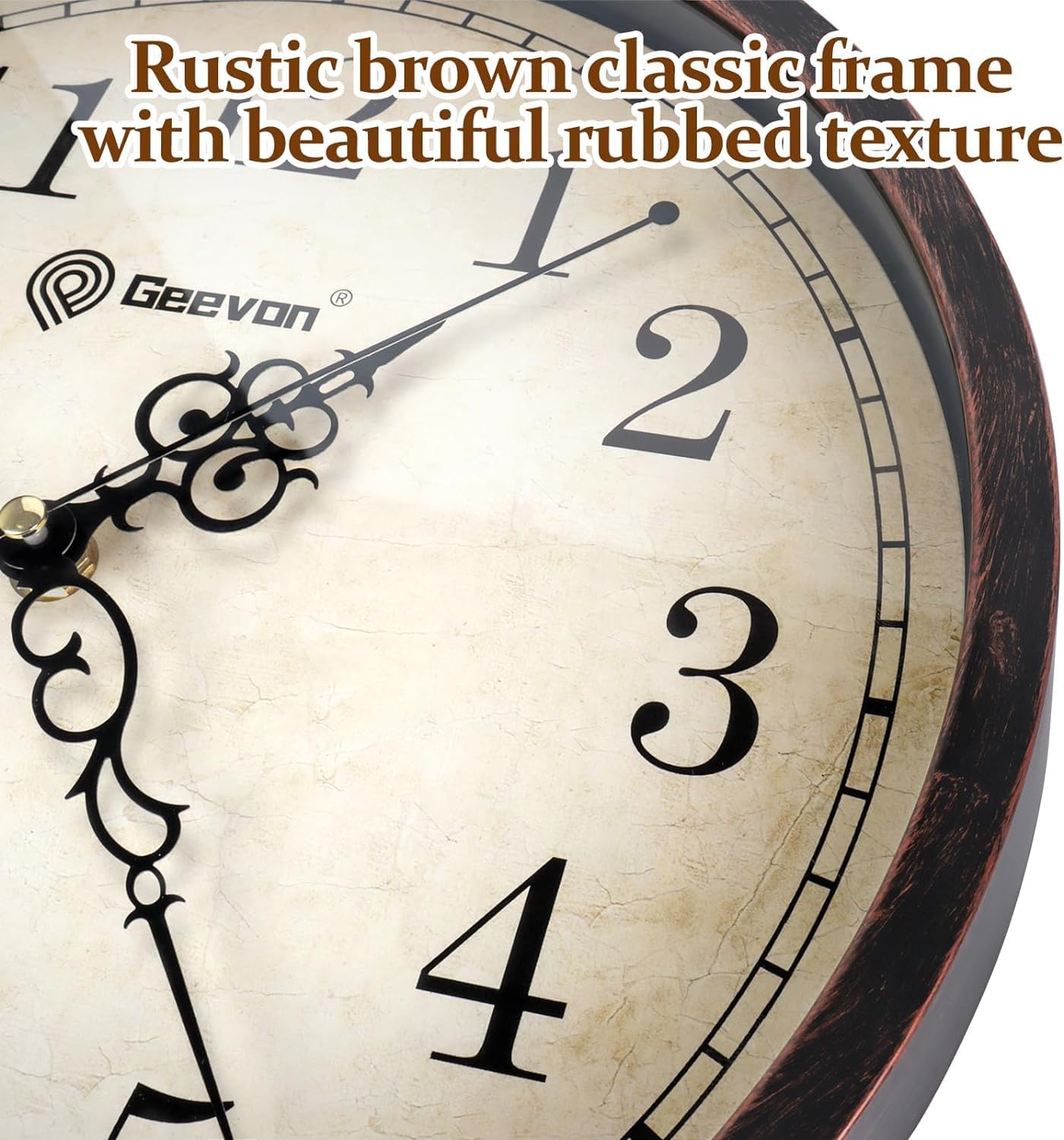 Geevon Vintage 14" Silent Wall Clock Non Ticking Analog Wall Clock Quartz Decorative Battery Operated Clock for Bedroom/Living Room/Kitchen/Office Decor