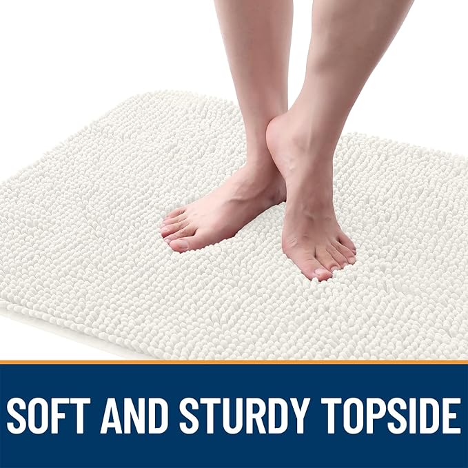 OLANLY Dog Door Mat for Muddy Paws 44x32, Absorbs Moisture and Dirt, Absorbent Non-Slip Washable Doormat, Quick Dry Chenille Mud Mat for Dogs, Entry Indoor Entryway Carpet for Inside Floor, Ivory