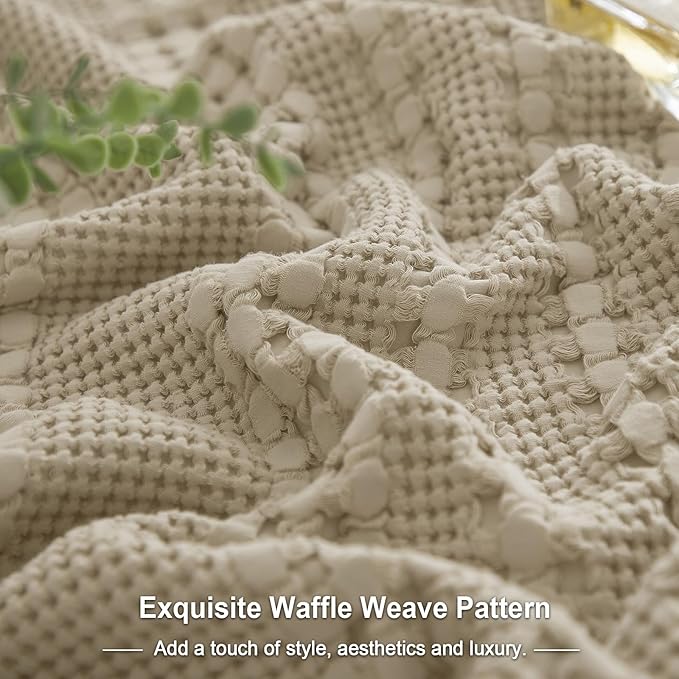PHF Waffle Weave Euro Pillow Shams, 2 Pack 100% Cotton Pillow Covers 26x26 Inches for Decor, No Insert, Luxury Aesthetic Euro Pillow Cases for Bedroom Decor, Khaki