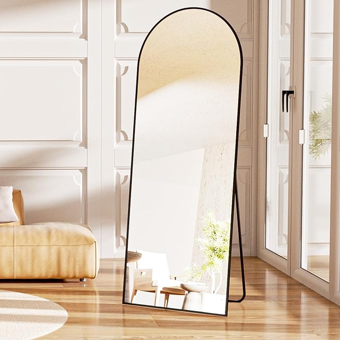 21 x 64 inch Arched Full Length Mirror, Black Arch Floor Mirror Full Length with Stand, Full Body Standing Mirror for Living Room, Bedroom, Hanging or Leaning Against The Wall