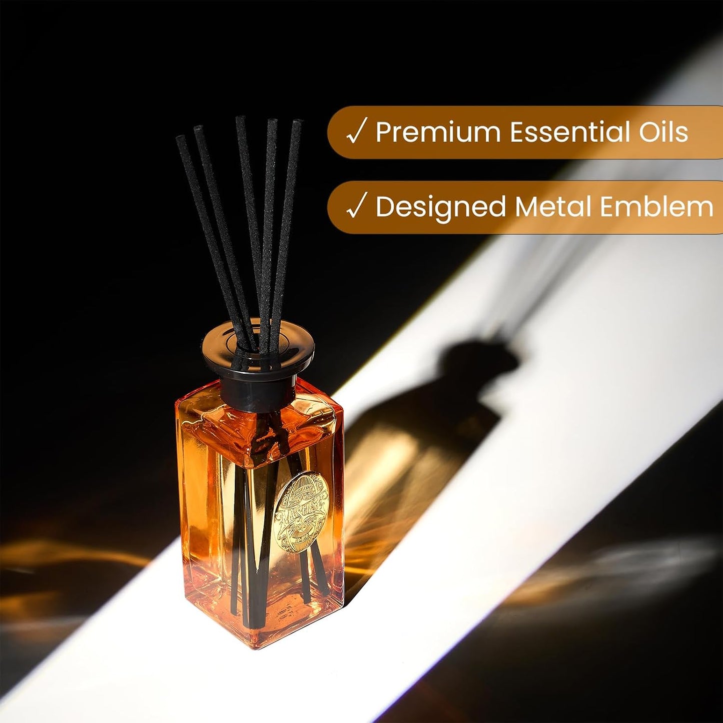M&SENSE 6.3 oz Large Reed Diffuser Set | Cinnamon Vanilla Scent Oil Diffuser with Sticks | Hotel Collection Non-Toxic Essential Oil |for Bedroom Bathroom Living Room
