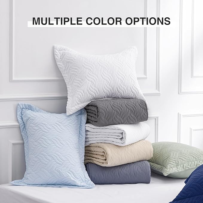 Love's cabin California King Size Quilt Bedding Set Blue Bedspread - Cal King Summer Lightweight Bedspread Comforter - Wave Pattern Coverlet for All Season - 3 Pieces (1 Quilt, 2 Pillow Shams)