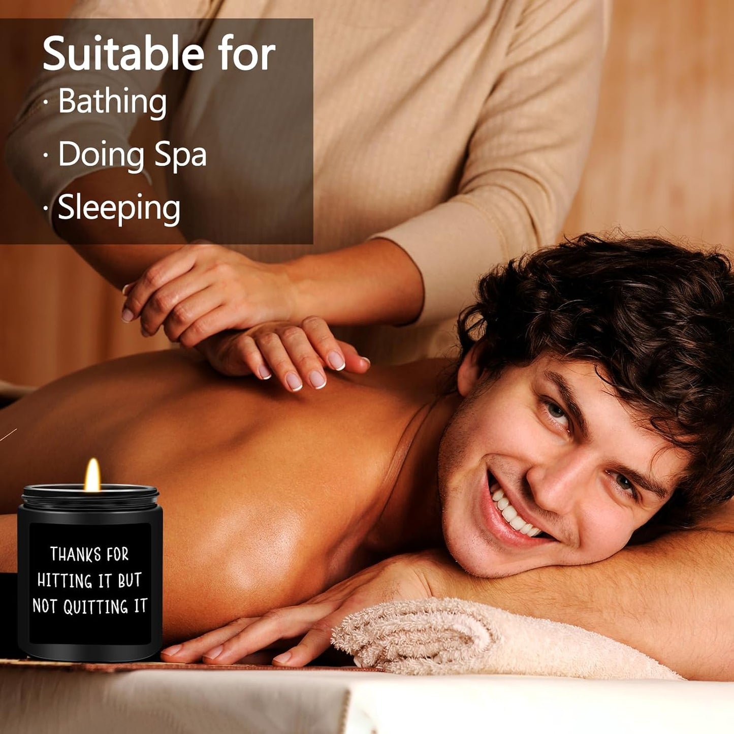 Homsolver Romantic Valentine Gifts for Men, Wedding Anniversary Christmas Valentines Day Gift for Him Boyfriend Husband-Thanks for Hitting It But Not Quitting It-Sandalwood Scented